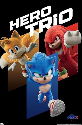 Trends International Sonic The Hedgehog 3 - ملصق حائط ثلاثي البطل، 22.37 بوصة × 34.00 بوصة، نسخة غير مؤطرة in Saudi Arabia