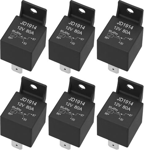 2 Pack JD1914 Car Relay, 12V 80A, 5 Pin SPDT, Automotive Switches and Starters, Waterproof Relay for Boat Tractor Truck Motorcycle (2) in Kuwait