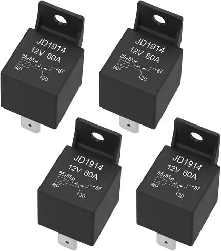 2 Pack JD1914 Car Relay, 12V 80A, 5 Pin SPDT, Automotive Switches and Starters, Waterproof Relay for Boat Tractor Truck Motorcycle (2) in Kuwait
