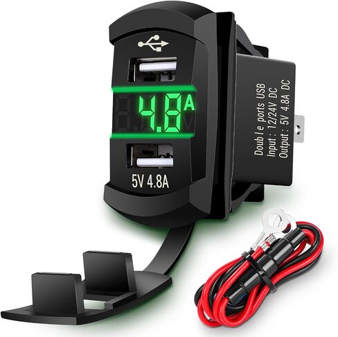 Rocker Switch USB Type C Charger with 2024 New Updated Ammeter and Voltmeter Universal Fits Rocker Switch Panel 12V 24V Dual USB Charging Port for RV Cars Marine Boats ATVs Trailers in Kuwait