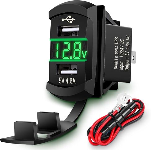 Rocker Switch USB Type C Charger with 2024 New Updated Ammeter and Voltmeter Universal Fits Rocker Switch Panel 12V 24V Dual USB Charging Port for RV Cars Marine Boats ATVs Trailers in Kuwait