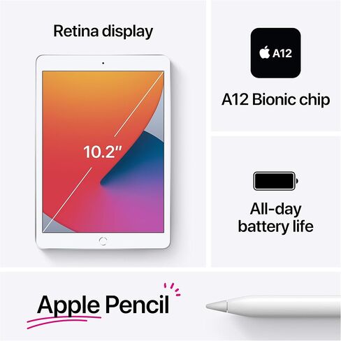 Apple 2020 iPad 10.2-inch, WiFi, 32GB - Silver (Renewed Premium) in Kuwait