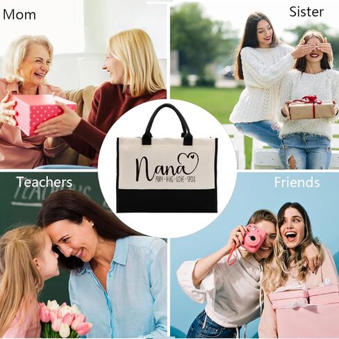هدية حقيبة قماش نانا، هدية قلب نانا: الصلاة - العناق - الحب - الدلال، حقيبة حمل قماشية للهدايا، حقيبة حمل قماش قطنية نسائية لعيد الأم، هدية عيد ميلاد نانا، هدية مسيحية لنانا in Kuwait