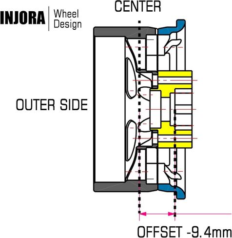 INJORA 1.9 Beadlock عجلة حافة طبق عميق إزاحة سلبية عجلات 9.4 مم لسيارة 1/10 RC الزاحفة TRX4 محوري SCX10 (أسود وفضي) in Saudi Arabia