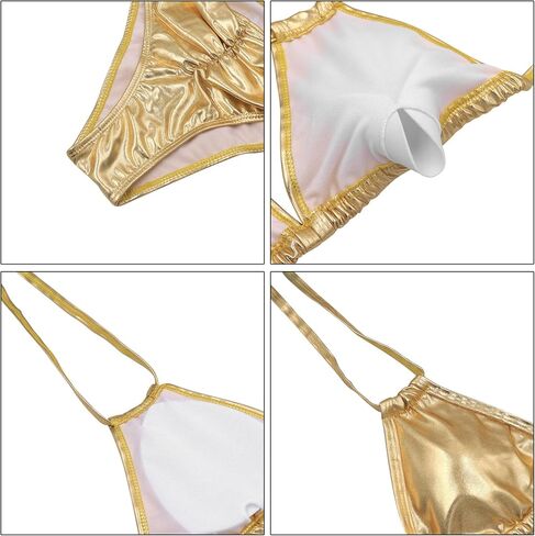 Women Sexy Metallic Bikini Set Shiny Bathing Suit Push Up Swimsuit Beachwear in Saudi Arabia