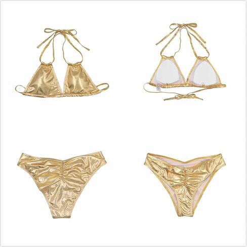 Women Sexy Metallic Bikini Set Shiny Bathing Suit Push Up Swimsuit Beachwear in Saudi Arabia