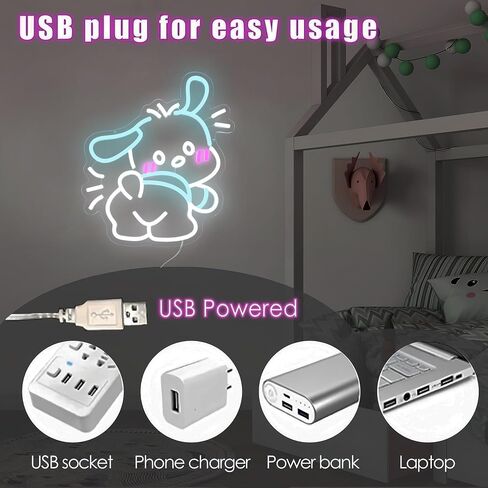Cinnamoroll Anime Neon Sign for Wall Decor Cinnamoroll Led Light Room Decor Japanese Neon Light LED Sign for Anime Fans Cinnamoroll Gift for Girls 17.5"*9.5" in Saudi Arabia