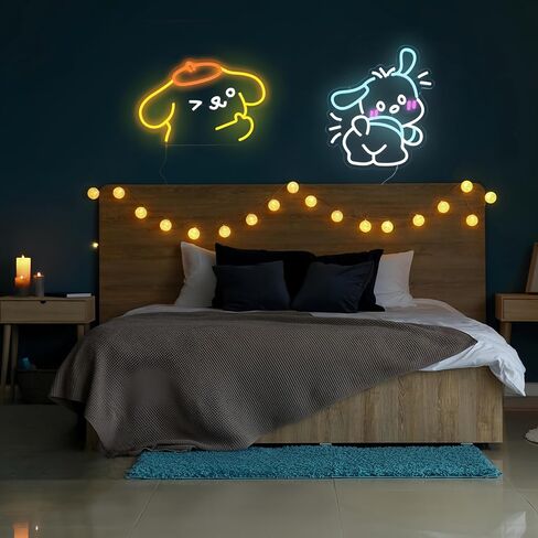 Cinnamoroll Anime Neon Sign for Wall Decor Cinnamoroll Led Light Room Decor Japanese Neon Light LED Sign for Anime Fans Cinnamoroll Gift for Girls 17.5"*9.5" in Saudi Arabia