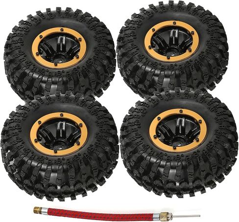 LAFEINA RC Air Pneumatic Tyre 2.2" Beadlock Wheel Rim and Tires for 1/10 RC4WD D90 Axial SCX10 RC Crawler Truck Parts in Kuwait