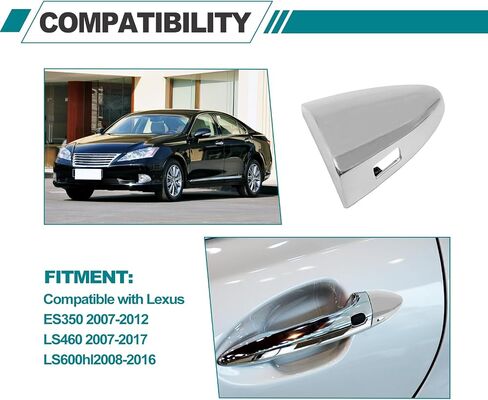 Front Driver Side Ouside Door Handle Key Cap, Exterior Key Hole Trim Compatible with Lexus ES350 2007-2012 LS460 2007-2017 LS600hl 2008-2016 69218-33010 (Silver) in Saudi Arabia