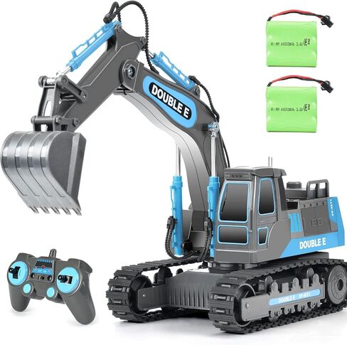 DOUBLE E Remote Control Excavator Toy 2 Batteries Digger Hydraulic Construction Vehicles RC Trucks Toys for Boys Girls Kids 3 4 5 6 7 8 9 10 Year in Kuwait