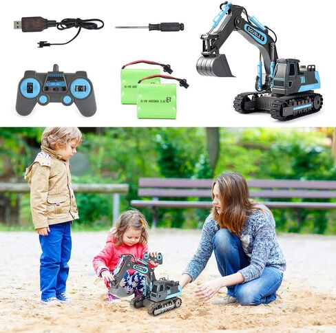 DOUBLE E Remote Control Excavator Toy 2 Batteries Digger Hydraulic Construction Vehicles RC Trucks Toys for Boys Girls Kids 3 4 5 6 7 8 9 10 Year in Kuwait