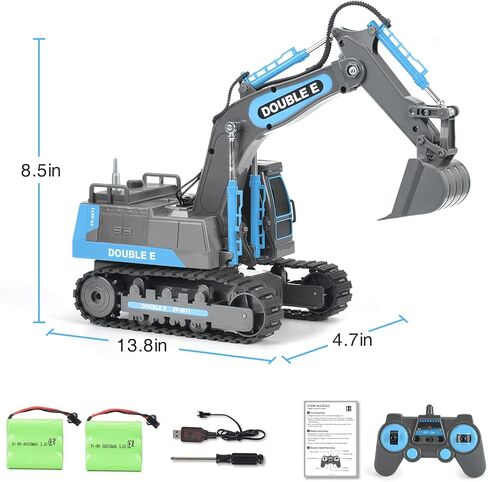 DOUBLE E Remote Control Excavator Toy 2 Batteries Digger Hydraulic Construction Vehicles RC Trucks Toys for Boys Girls Kids 3 4 5 6 7 8 9 10 Year in Kuwait