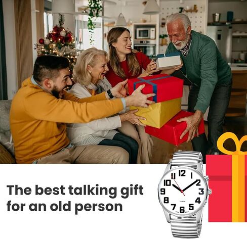 Atomic American English Talking Watch Speaks Clear and Loud Time, Date and Alarm time Stretch Band is Best Gift for Senior,Visually impaired, or Blind People in Kuwait