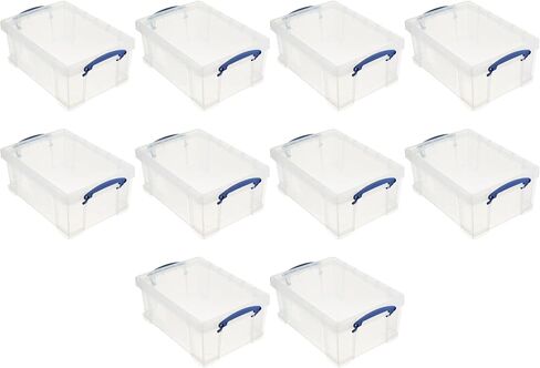 Really Useful Box Stackable 9 Liter Plastic Storage Container Bin with Snap Lid & Built-In Clip Lock Handles for Home & Office Organization (10 Pack) in Saudi Arabia