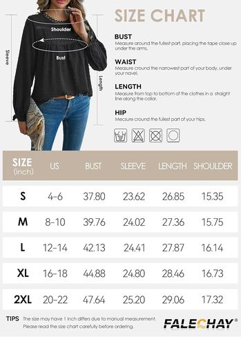 Womens Tops Long Ruffle Sleeve Shirts For Women Cute Crewneck Blouse Dressy Casual Swiss Dot Crochet Hollow Top 2024 in Kuwait