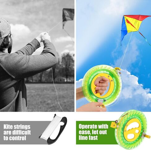 3 Pieces Kite Reel and Kite String with Reel 7 Inches Dia Kite String Winder Grip Wheel Kite String Reel Kite String Spool with 656 Feet Line and Safety Lock for Kids Adults Kite Flying Accessories in Kuwait