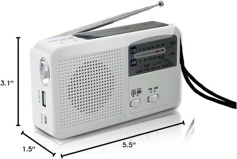 راديو الطوارئ مع الطاقة الشمسية وكرنك اليد، بطارية USB لإعادة شحن راديو FM/AM، مصباح يدوي LED، شاحن الهاتف الخلوي (أخضر) in Kuwait