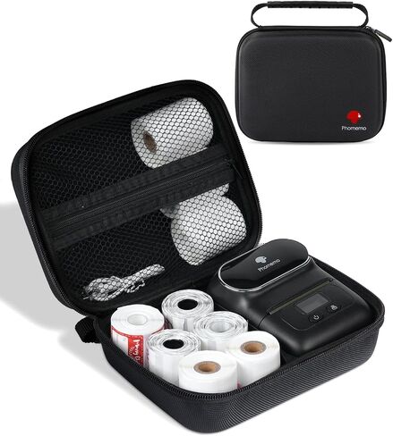 Phomemo Big Thickened Case Compatible M110 M220 M221 T02 M02 D30 Label Maker, Portable Handheld Printer, Carrying Storage Bag for Label Papers, USB Cable and Accessories, Case Only, Balck in Saudi Arabia