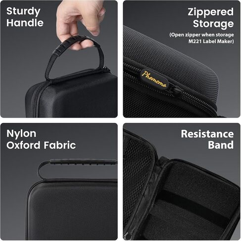 Phomemo Big Thickened Case Compatible M110 M220 M221 T02 M02 D30 Label Maker, Portable Handheld Printer, Carrying Storage Bag for Label Papers, USB Cable and Accessories, Case Only, Balck in Saudi Arabia