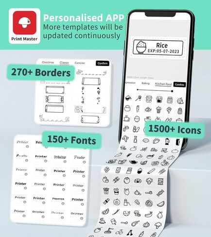 آلة صنع الملصقات مع 5 أشرطة، طابعة ملصقات صغيرة محمولة تعمل بالبلوتوث، D1600 ملصق صغير مع ملصق ملون لتنظيم المكتب المنزلي in Kuwait