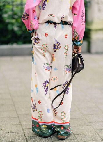 LILTWIST Summer Graffiti Pants Sets for Women Boho Printed 2 Piece Wide Leg Pajama Set Button down Shirts Matching Beach Set in Saudi Arabia