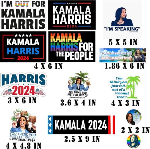 13 قطعة من ملصقات Kamala Harris 2024 President Campaign المضحكة، مقاسات متعددة ملصقات سيارات مقاومة للماء للنوافذ، السيارة، الشاحنة، الكمبيوتر المحمول، الجدران، سيارات الدفع الرباعي، الكمبيوتر، الأبواب in Saudi Arabia
