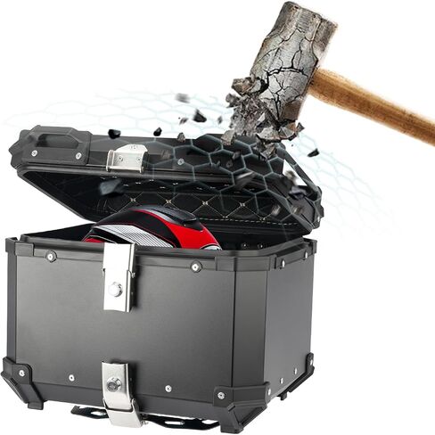 45L Motorcycle Top Case, Rustproof Aluminum Motorcycle Trunk with Universal Bracket and Anti-Theft Lock System, Easy Installation Waterproof Motorcycle Tail Box(Black) in Saudi Arabia
