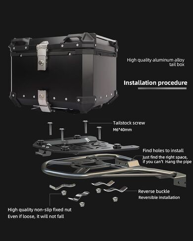 45L Motorcycle Top Case, Rustproof Aluminum Motorcycle Trunk with Universal Bracket and Anti-Theft Lock System, Easy Installation Waterproof Motorcycle Tail Box(Black) in Saudi Arabia