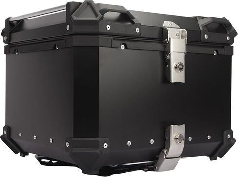 45L Motorcycle Top Case, Rustproof Aluminum Motorcycle Trunk with Universal Bracket and Anti-Theft Lock System, Easy Installation Waterproof Motorcycle Tail Box(Black) in Saudi Arabia