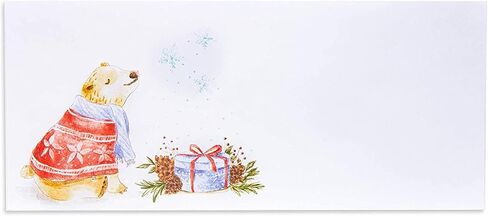 مظاريف عيد الميلاد مقاس #10، موضوع الدب الشتوي (9.5 × 4.15 بوصة، عدد 100) in Kuwait