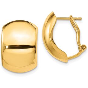 Gold Omega Back Earrings 14K Yellow White Gold Polished Omega Back Earrings Perfect Jewelry Gift For Her