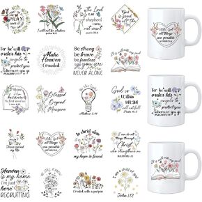 AFRITEE Bible Verse UV DTF Decals - 20 Sheets Boho Christ Motivational Saying Uvdtf Tumbler Wraps for 16 oz Glass Mug Cups, God is Good All the Time Transfer Stickers for DIY Water Bottle Decal Gift