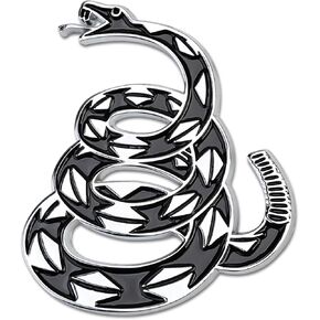 Dont Tread on Me Car 3D Metal Sticker, Rattlesnake Vehicle Decal, Gadsden Flag Auto Emblem for Automotive Truck Motorcycle Vans (Silver)