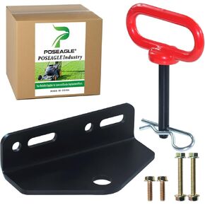 Universal Heavy Duty Zero Turn Mower Trailer Hitch with Green Lawn Mower Trailer Hitch Pin, Hardware kit Including (4 Bolts+2X Nuts+1 R-Clip) and L Socket Wrench