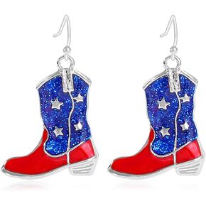 4th of July Earrings for Women Patriotic American Flag Earrings USA Dangle Earrings Red White Blue American Flag Dangle Earrings Patriotic Independence Day Earrings