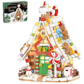 Gingerbread House Building Set with Light Kit, Large Christmas Village Gingerbread House Compatible with Legos, Inspired Stocking Stuffer or Holiday Decor for Kids or Adults(916PCS)