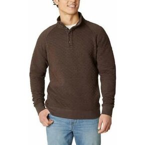 Eddie Bauer Mens Midweight Quarter Snap Mock Quilted Pullover | Brown, Medium