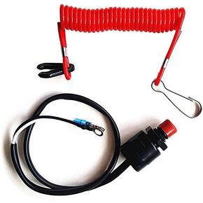 Boat Motor Kill Stop Switch Assy,Safety Tether Lanyard Emergency Cut Off for Yamaha,Tohatsu,Honda Outboard Motors
