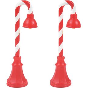 Department 56 Village Collection Accessories Sweet Evening Glow Peppermint Street Lamps Lit Figurine Set, 3.5 Inch, Multicolor