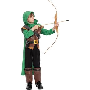 Kids Robin Hood Costume for Boys Halloween Costume Cosplay Dress Up (without bow and arrow)