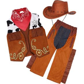 Sicypoty Kids Cowboy Costume for Boys Rodeo Cowboy Set Halloween Birthday Party Dress Up Cosplay Brown