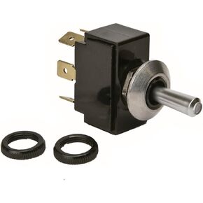 Sierra International TG23010 Satin Chrome On-Off-On SPDT Toggle Switch with Matching Retaining Ring, White/Red