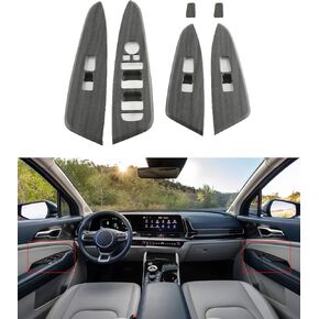 Kadore for 2023 2024 2025 Kia Sportage Hybrid SUV Peach Wood Style Center Console Interior Side Door Windows Lift Control Panel Frame Cover Trim LHD 6-pc