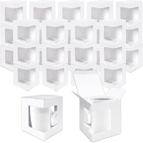 80 Pack Mug Boxes for Gifts Blanks Coffee Mugs Boxes Gift Boxes for Shipping Transparent Wine Glass Gift Box Sublimation Mugs Packaging Box for 11oz 12oz 15oz Gift Wrapping (White)
