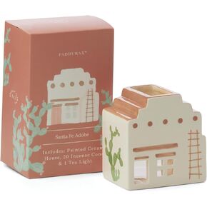 Paddywax Scented Incense Cones Tealight and Ceramic House Incense Holder Gift Set, 20-Cones & 1 Tealight, Amsterdam House - Palo Santo