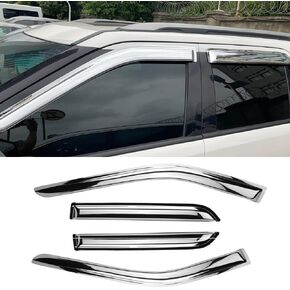 94040Y Chrome Side Window Visor Wind Vent Deflector fit for 2007-2013 Chevy Silverado/GMC Sierra 1500& 07-14 Silverado 2500 HD/3500 HD Extended Cab,4pcs Outside Mount Style Sun Rain Guards Set