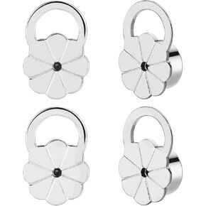 Earring Backs for Droopy Ears, JIACHARMED Flower Locking Earring Backs for Heavy Earrings Large Secure Earring Lifter Backings Replacements for Studs 4pcs Flat Earring Support Backers,Mixed Color