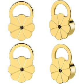 Earring Backs for Droopy Ears, JIACHARMED Flower Locking Earring Backs for Heavy Earrings Large Secure Earring Lifter Backings Replacements for Studs 4pcs Flat Earring Support Backers,Mixed Color