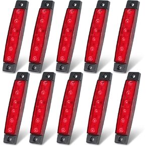 MADCATZ 10 Pcs 3.8 Inch 5 Amber + 5 Red LED Side Marker Marine Lights 6-2835 SMD Fender for Truck Pickup RV Trailer Flatbed SUV Boat Deck Vessel Yacht 12V DC TK12